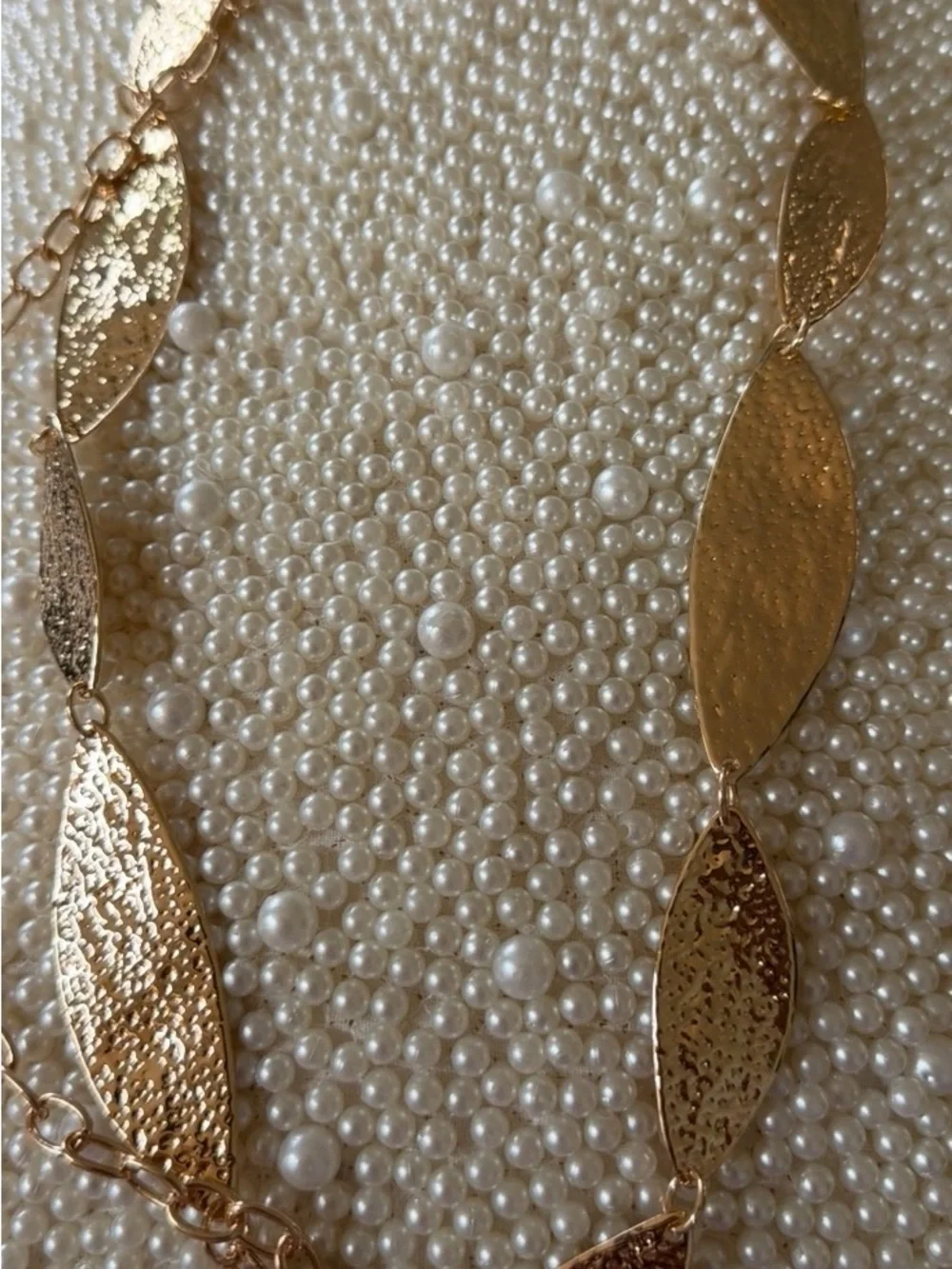 Hammered Marquise Link Chain Belt - Gold